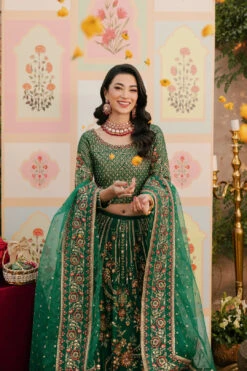 Mehndi Green Heavily Embellished Pakistani Wedding Dress Lehenga Choli -LuxPak Bridal Studio Store MehndiGreenHeavilyEmbellishedPakistaniWeddingDressCholi
