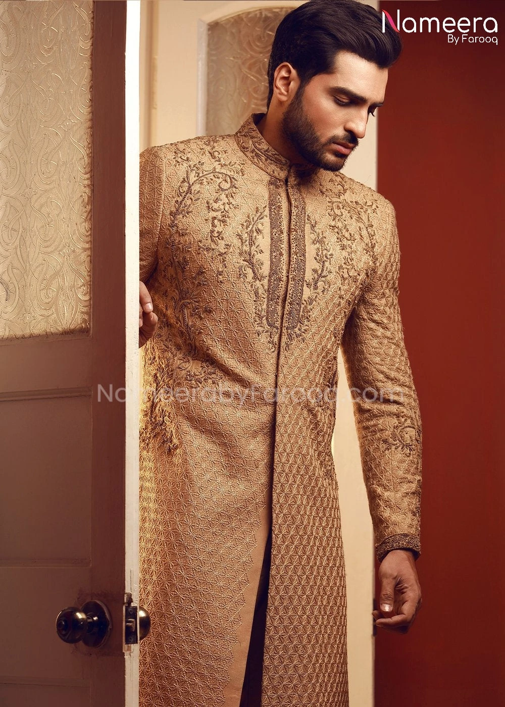 Mens Wedding Sherwani 2021 With Embroidery Online #GR24 4 Mens Wedding Sherwani 2021 With Embroidery Online #GR24 - Image 2