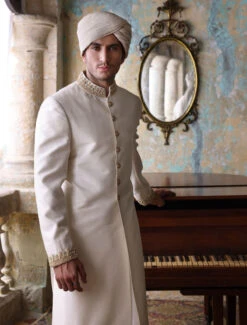 Mens White Sherwani For Grooms Wedding Wear #GN100 -LuxPak Bridal Studio Store MensWhiteSherwaniforGroom