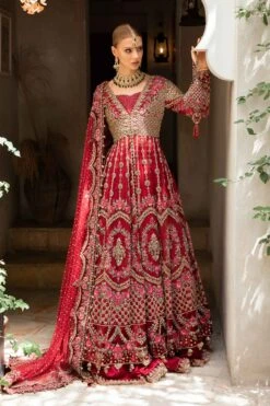 Open Gown With Lehenga Dupatta Pakistani Bridal Dress -LuxPak Bridal Studio Store OpenGownwithLehengaDupattaPakistaniBridalDress