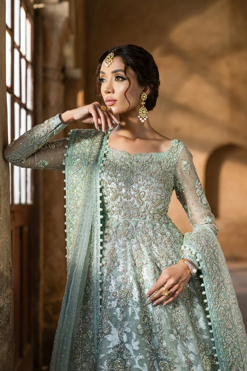 Pakistani Bridal Dress In Blue Lehenga And Frock Style 4 Pakistani Bridal Dress In Blue Lehenga And Frock Style - Image 2