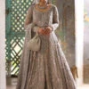 Pakistani Bridal Dress In Grey Pishwas Lehenga Style 1 Pakistani Bridal Dress In Grey Pishwas Lehenga Style -LuxPak Bridal Studio Store PakistaniBridalDressinGreyPishwasLehengaStyle