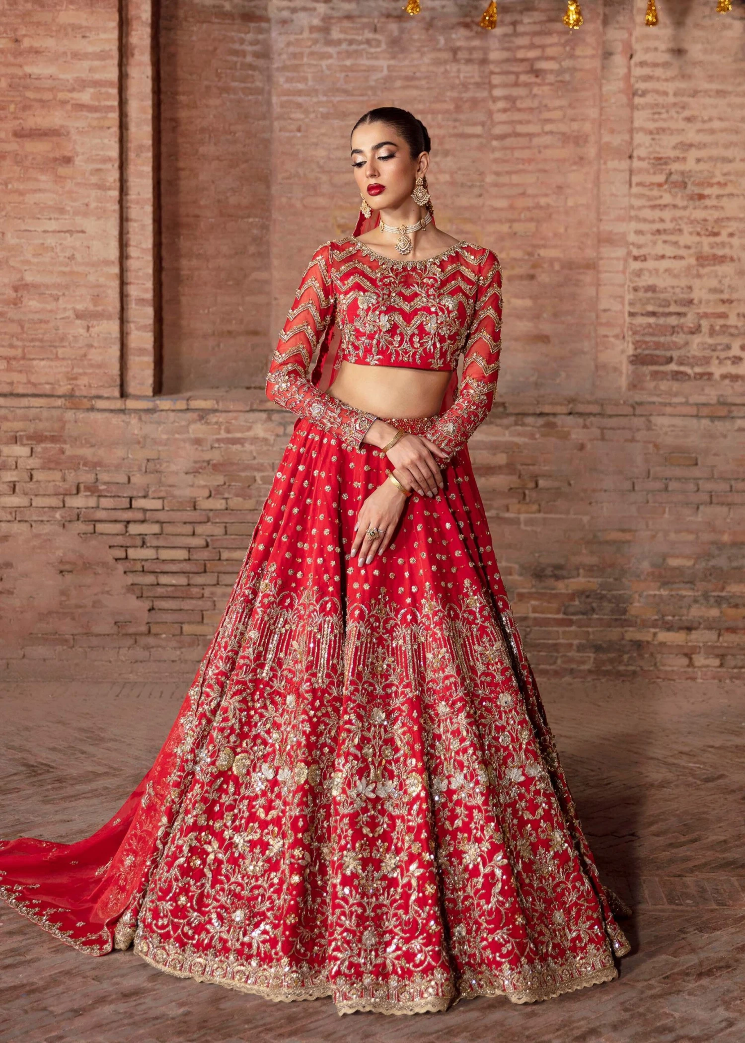 Pakistani Bridal Dress In Hot Pink Choli Lehenga Style 4 Pakistani Bridal Dress In Hot Pink Choli Lehenga Style - Image 2
