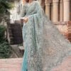 Pakistani Bridal Dress In Ice Blue Wedding Saree Style -LuxPak Bridal Studio Store PakistaniBridalDressinIceBlueWeddingSareeStyle
