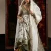 Pakistani Bridal Dress In Ivory Pishwas Lehenga Style -LuxPak Bridal Studio Store PakistaniBridalDressinIvoryPishwasLehengaStyle