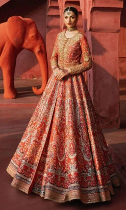 Pakistani Bridal Dress In Jacket And Lehenga Style