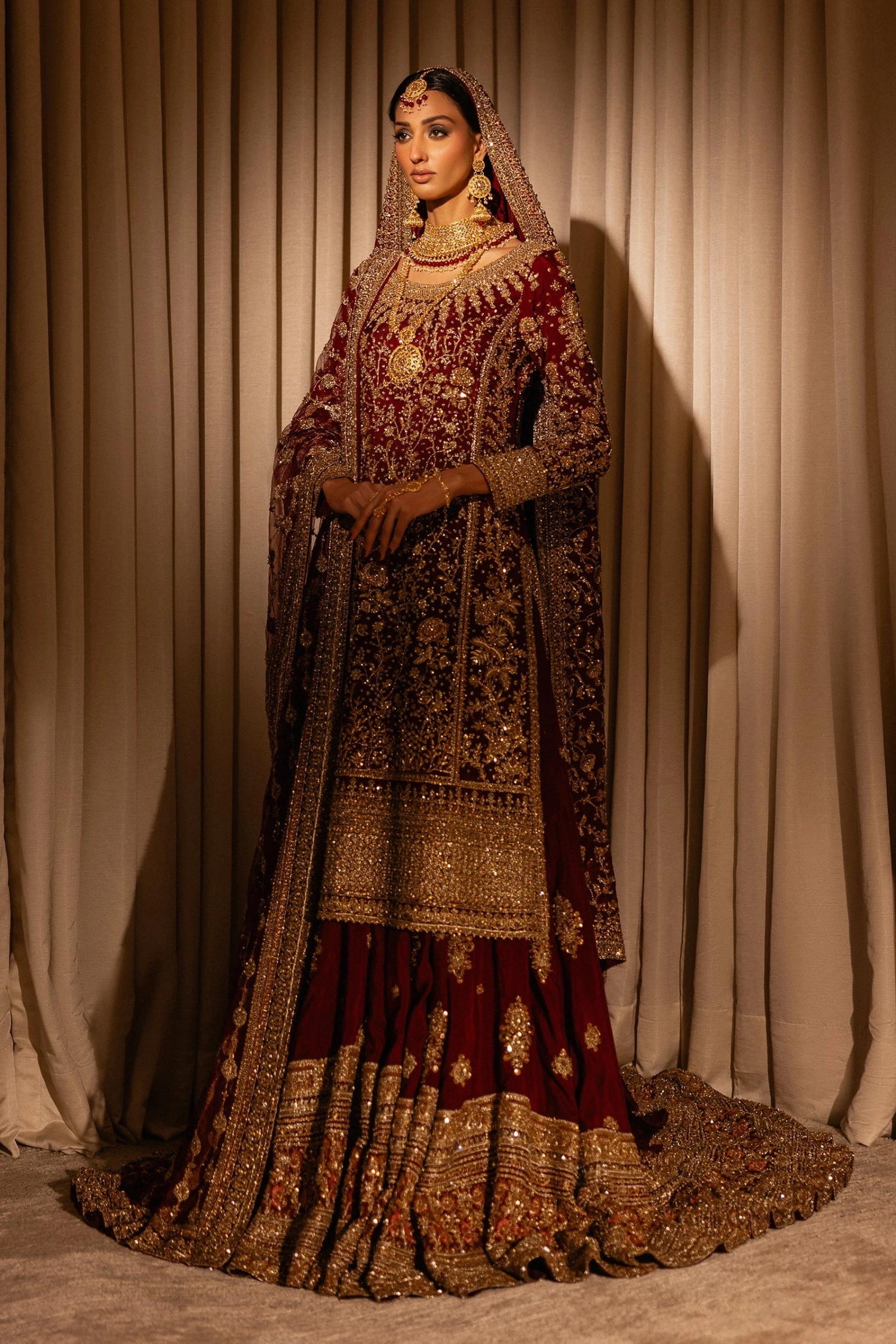 Red Pakistani Bridal Dress In Kameez And Lehenga Style 8 Red Pakistani Bridal Dress In Kameez And Lehenga Style - Image 6