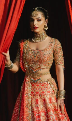 Pakistani Bridal Dress In Lehenga Dupatta Choli Style -LuxPak Bridal Studio Store PakistaniBridalDressinLehengaDupattaCholiStyleOnline