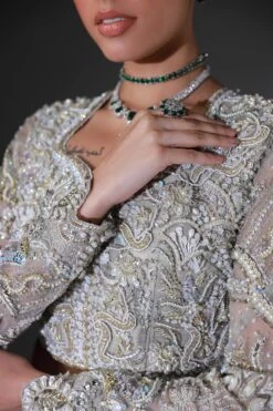 Pakistani Bridal Dress In Grey Lehenga And Choli Style -LuxPak Bridal Studio Store PakistaniBridalDressinLehengaandCholiStyle