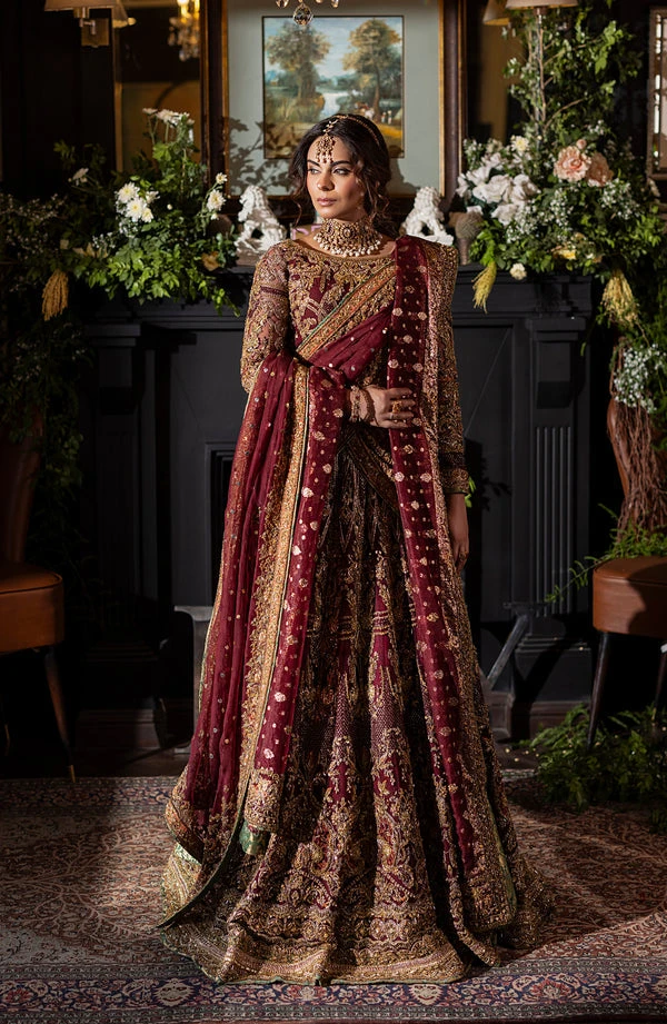 Pakistani Bridal Dress In Maroon Lehenga Choli Style 3 Pakistani Bridal Dress In Maroon Lehenga Choli Style