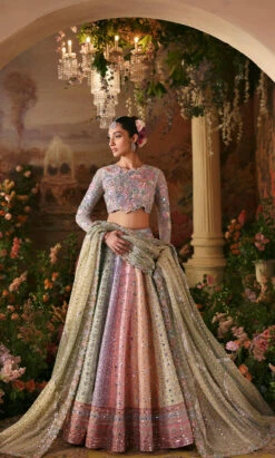 Pakistani Bridal Dress In Multicolored Lehenga Style -LuxPak Bridal Studio Store PakistaniBridalDressinMulticoloredLehengaCholiStyle