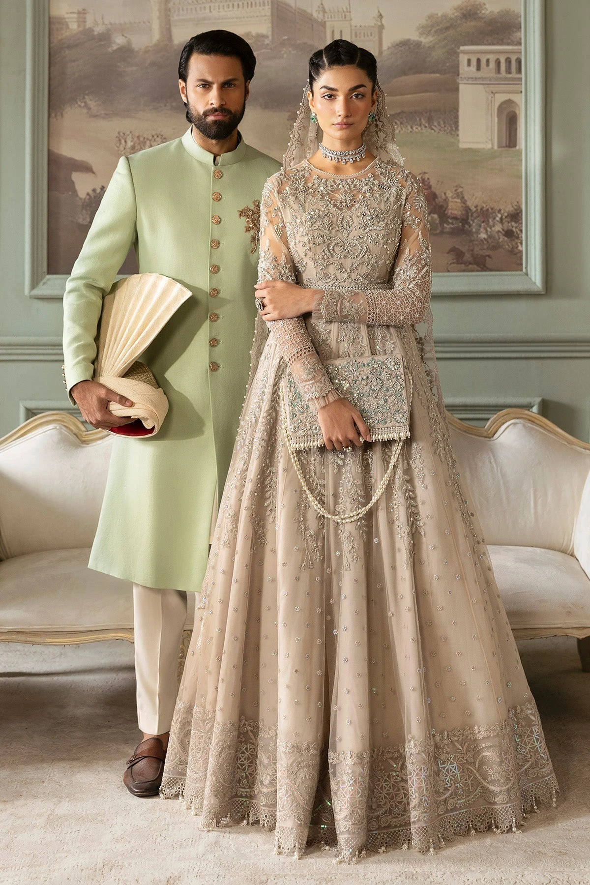 Pakistani Bridal Dress In Net Gown And Dupatta Style 5 Pakistani Bridal Dress In Net Gown And Dupatta Style - Image 3