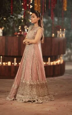 Pakistani Bridal Dress In Pink Open Gown Lehenga Style -LuxPak Bridal Studio Store PakistaniBridalDressinPinkOpenGownLehengaStyleOnline