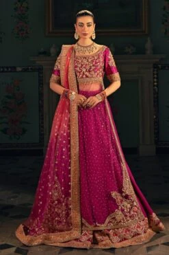 Pakistani Bridal Dress In Purple Lehenga Shirt Style
