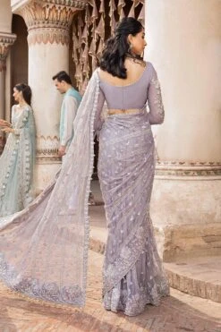 Pakistani Bridal Dress In Wedding Saree Style In Net -LuxPak Bridal Studio Store PakistaniBridalDressinSareeStyleinNet