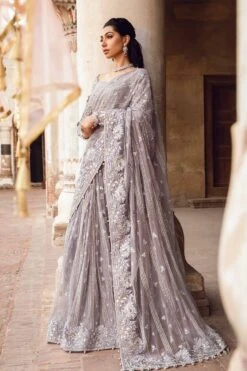 Pakistani Bridal Dress In Wedding Saree Style In Net