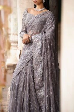 Pakistani Bridal Dress In Wedding Saree Style In Net -LuxPak Bridal Studio Store PakistaniBridalDressinWeddingSareeStyleinNetOnline