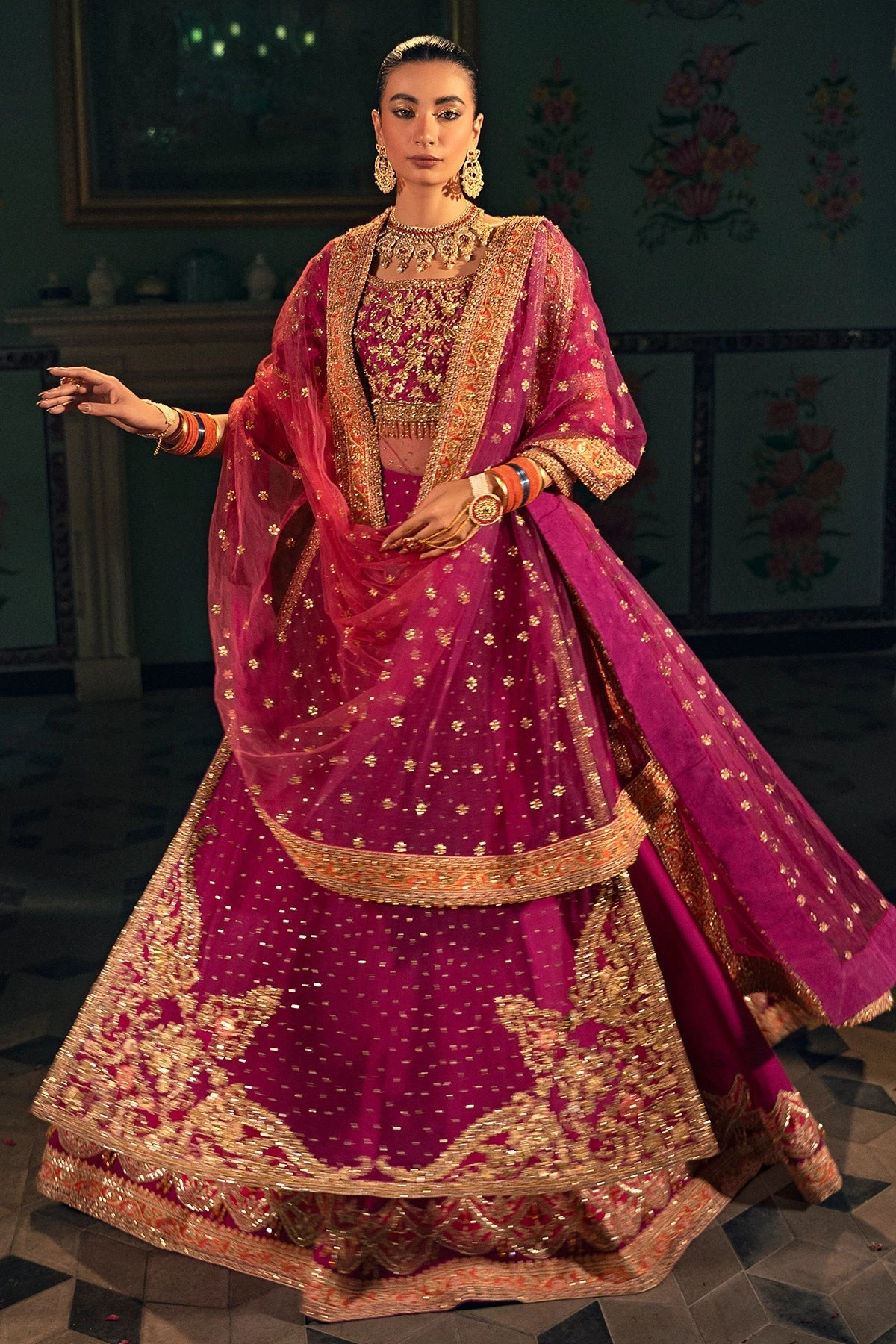 Pakistani Bridal Dress In Purple Lehenga Shirt Style 9 Pakistani Bridal Dress In Purple Lehenga Shirt Style - Image 7