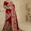 Pakistani Bridal Outfit In Red Lehenga Saree Style 2 Pakistani Bridal Outfit In Red Lehenga Saree Style -LuxPak Bridal Studio Store PakistaniBridalOutfitinRedLehengaSareeStyle