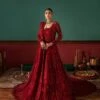 Pakistani Bridal Outfit In Red Net Wedding Gown Style -LuxPak Bridal Studio Store PakistaniBridalOutfitinRedNetWeddingGownStyle