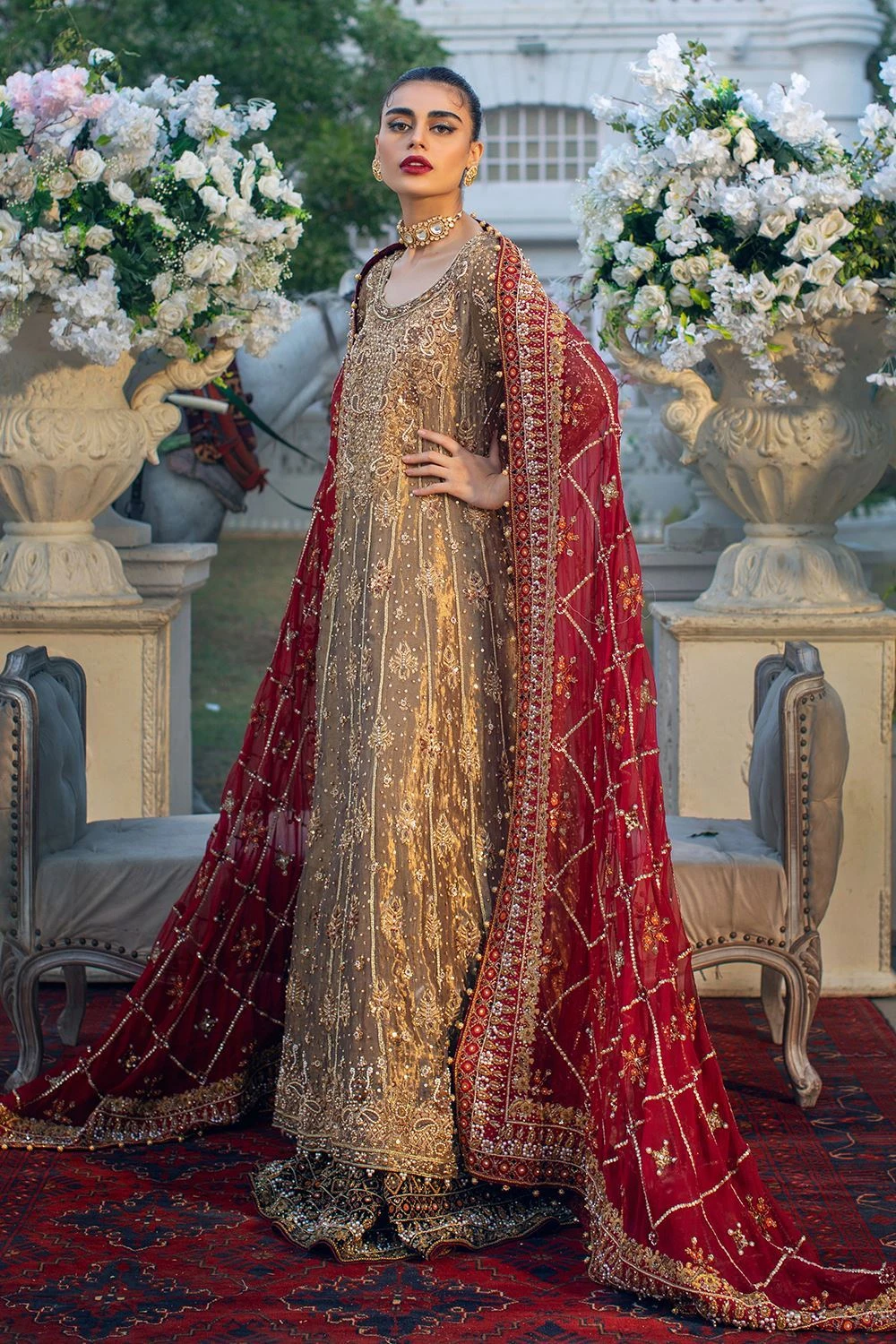 Pakistani Bridal Pishwas With Red Lehenga Dress #BS910 3 Pakistani Bridal Pishwas With Red Lehenga Dress #BS910