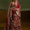 Pakistani Bridal Red Pishwas Lehenga And Dupatta Dress
