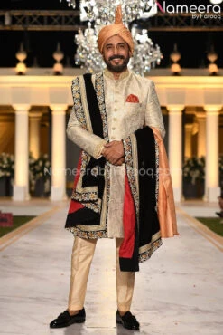 Pakistani Groom Sherwani With Shawl For Wedding #GR37