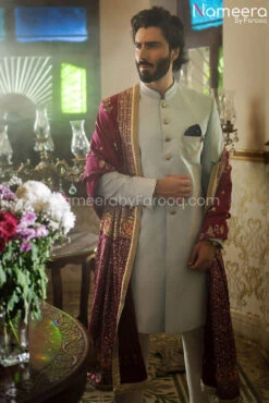 Pakistani Groom Wedding Dress In Sky Blue Color #GR40