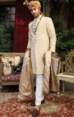 Pakistani Men Sherwani Shawl Style Designer Dress #GN74