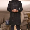 Pakistani Mens Black Sherwani Designer Dress #GN71 2 Pakistani Mens Black Sherwani Designer Dress #GN71 -LuxPak Bridal Studio Store PakistaniMensBlackSherwaniDesignerDress