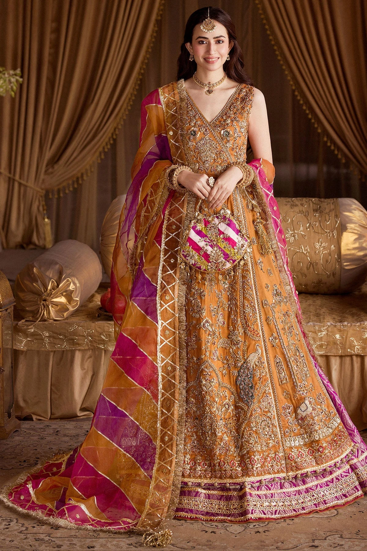 Pakistani Wedding Dress Luxury Mustard Yellow Embroidered Pishwas Frock 3 Pakistani Wedding Dress Luxury Mustard Yellow Embroidered Pishwas Frock