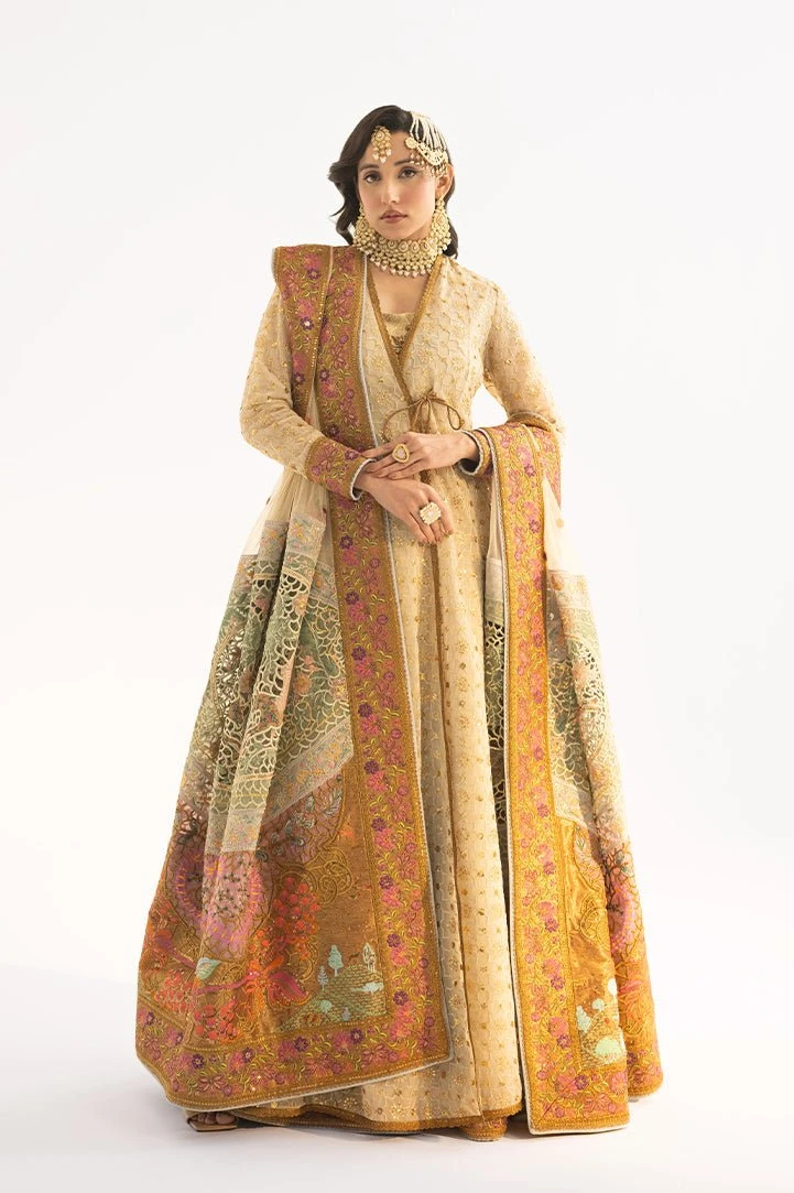 Pakistani Wedding Dress In Ivory Angrakha Frock Style 3 Pakistani Wedding Dress In Ivory Angrakha Frock Style