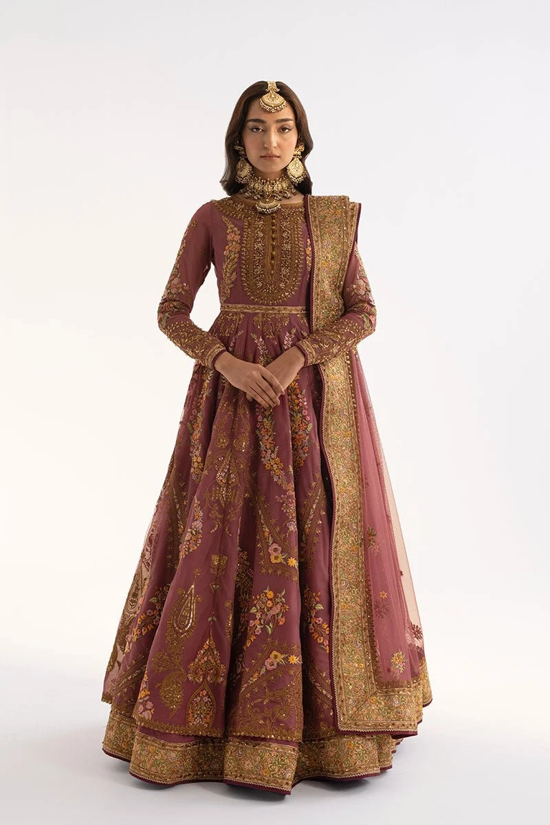 Pakistani Wedding Dress In Purple Anarkali Frock Style 3 Pakistani Wedding Dress In Purple Anarkali Frock Style