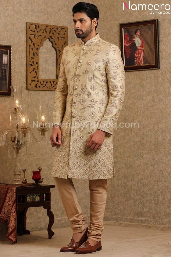 Pakistani Wedding Sherwani For Groom Online 2021 #GR101 5 Pakistani Wedding Sherwani For Groom Online 2021 #GR101 - Image 3