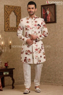 Pakistani White Sherwani For Wedding Online 2021 #GR75 8 Pakistani White Sherwani For Wedding Online 2021 #GR75 -LuxPak Bridal Studio Store PakistaniWhiteSherwaniforWeddingOnline2021 1