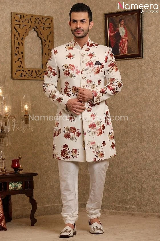 Pakistani White Sherwani For Wedding Online 2021 #GR75 5 Pakistani White Sherwani For Wedding Online 2021 #GR75 - Image 3