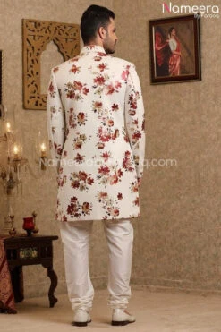 Pakistani White Sherwani For Wedding Online 2021 #GR75 9 Pakistani White Sherwani For Wedding Online 2021 #GR75 -LuxPak Bridal Studio Store PakistaniWhiteSherwaniforWeddingOnline2021 3