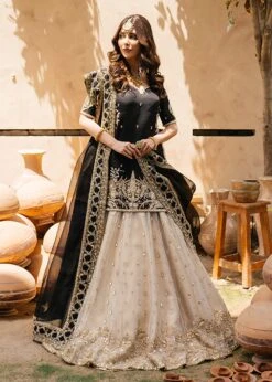 Pakistani Bridal Dress Black Lehenga With Short Shirt Dress