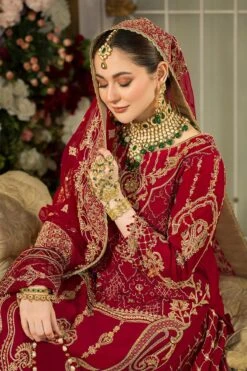 Pakistani Bridal Dress Deep Red Long Shirt With Tail Long Lehenga -LuxPak Bridal Studio Store Pakistani Bridal Dress Deep Red Shirt With Tail Long Lehenga