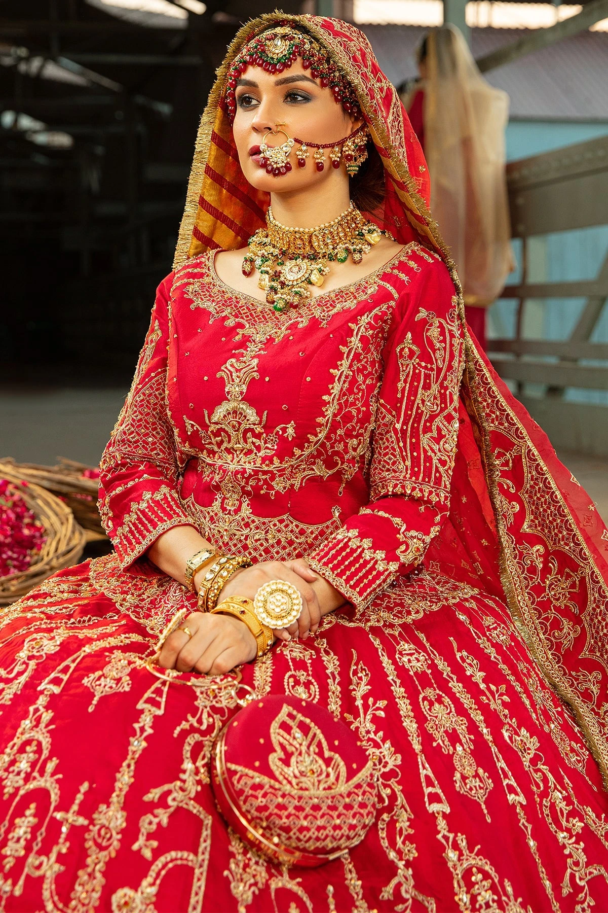 Pakistani Bridal Dress Heavily Embellished Red Lehenga Choli 7 Pakistani Bridal Dress Heavily Embellished Red Lehenga Choli - Image 5