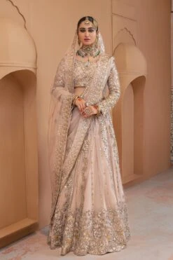 Pakistani Bridal Dress Gold Designer Lehenga Choli Dupatta