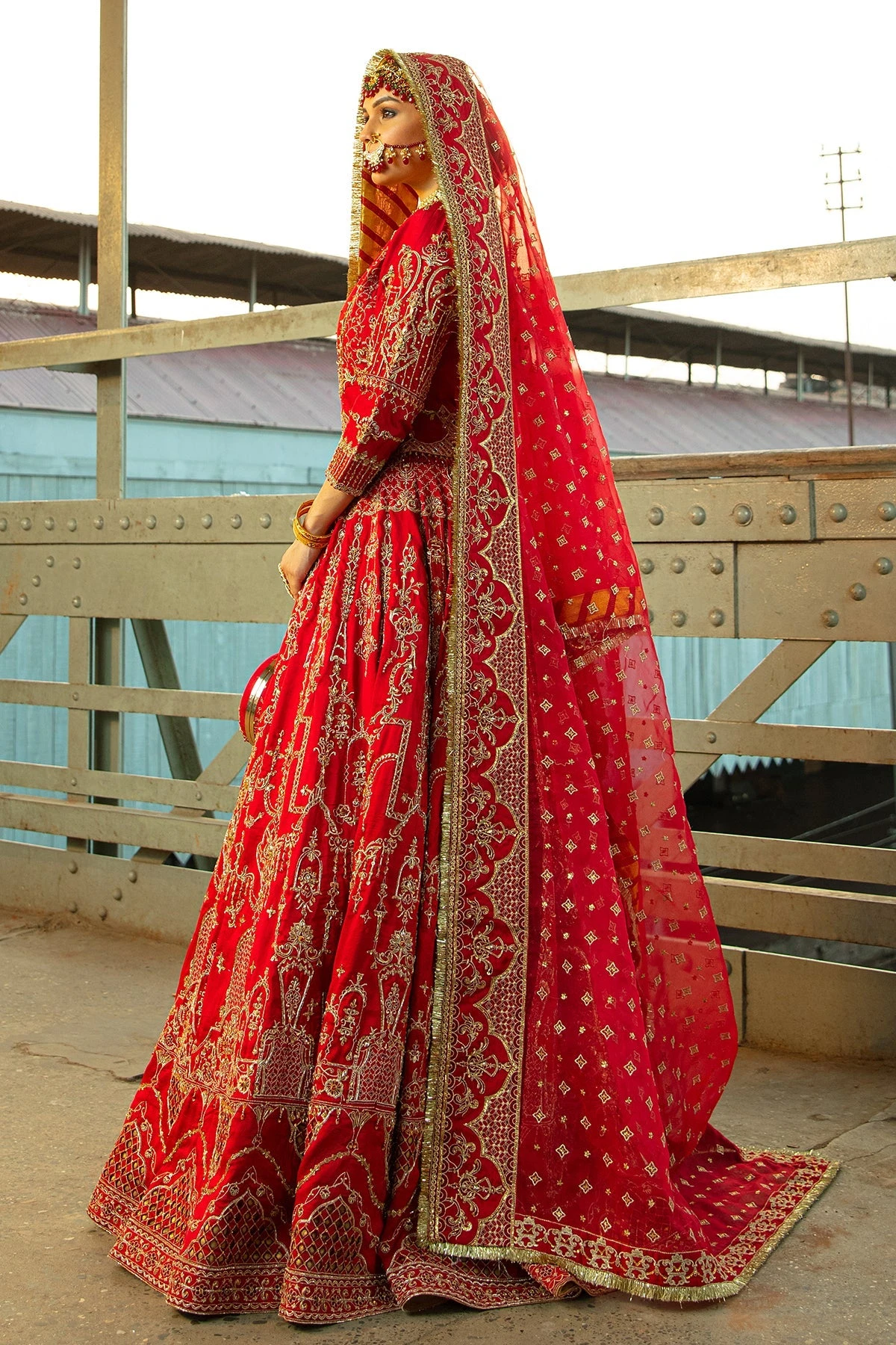 Pakistani Bridal Dress Heavily Embellished Red Lehenga Choli 5 Pakistani Bridal Dress Heavily Embellished Red Lehenga Choli - Image 3
