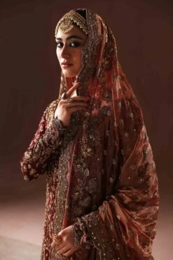Pakistani Bridal Dress In Maroon Gold Farshi Gharara Set -LuxPak Bridal Studio Store Pakistani Bridal Dress Maroon Gold Farshi Gharara Set