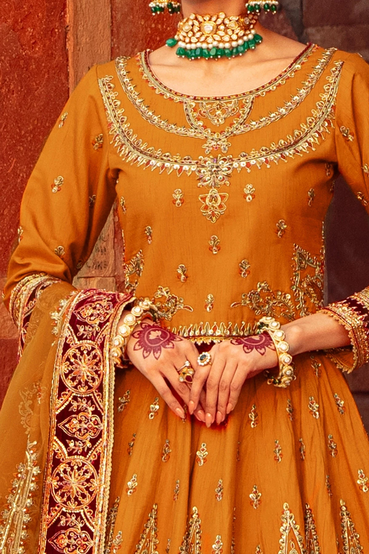 Pakistani Bridal Dress Mustard Choli With Lehenga Bridal Wear 7 Pakistani Bridal Dress Mustard Choli With Lehenga Bridal Wear - Image 5