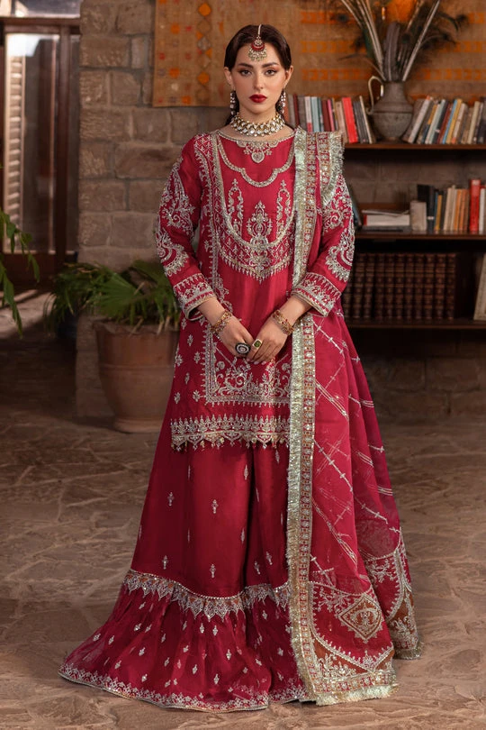 Pakistani Bridal Dress Red Bridal Sharara And Short Shirt 3 Pakistani Bridal Dress Red Bridal Sharara And Short Shirt