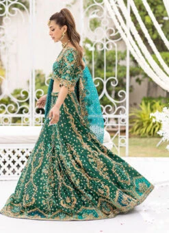 Pakistani Bridal Dresses Color Emerald Pakistani Lehenga Choli -LuxPak Bridal Studio Store Pakistani Bridal Dresses Emerald Pakistani Lehenga Choli