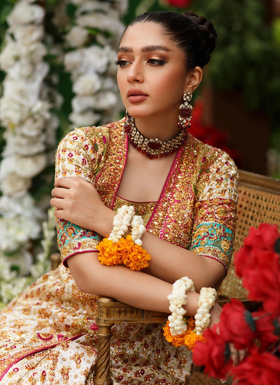 Pakistani Bridal Kalidaar Multi Color Bridal Lehenga - Image 5