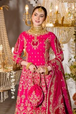 Pakistani Bridal Dress Shocking Pink Lehenga With Choli Dupatta -LuxPak Bridal Studio Store Pakistani Bridal Shocking Pink Lehenga With Choli Dupatta