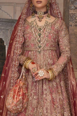 Pakistani Bridal Dress Baby Pink Lehenga Raw Silk Shirt -LuxPak Bridal Studio Store Pakistani Dress Baby Pink Lehenga Raw Silk Shirt