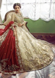 Pakistani Bridal Dress Beige Pishwas And Dupatta Style 5 Pakistani Bridal Dress Beige Pishwas And Dupatta Style - Image 3